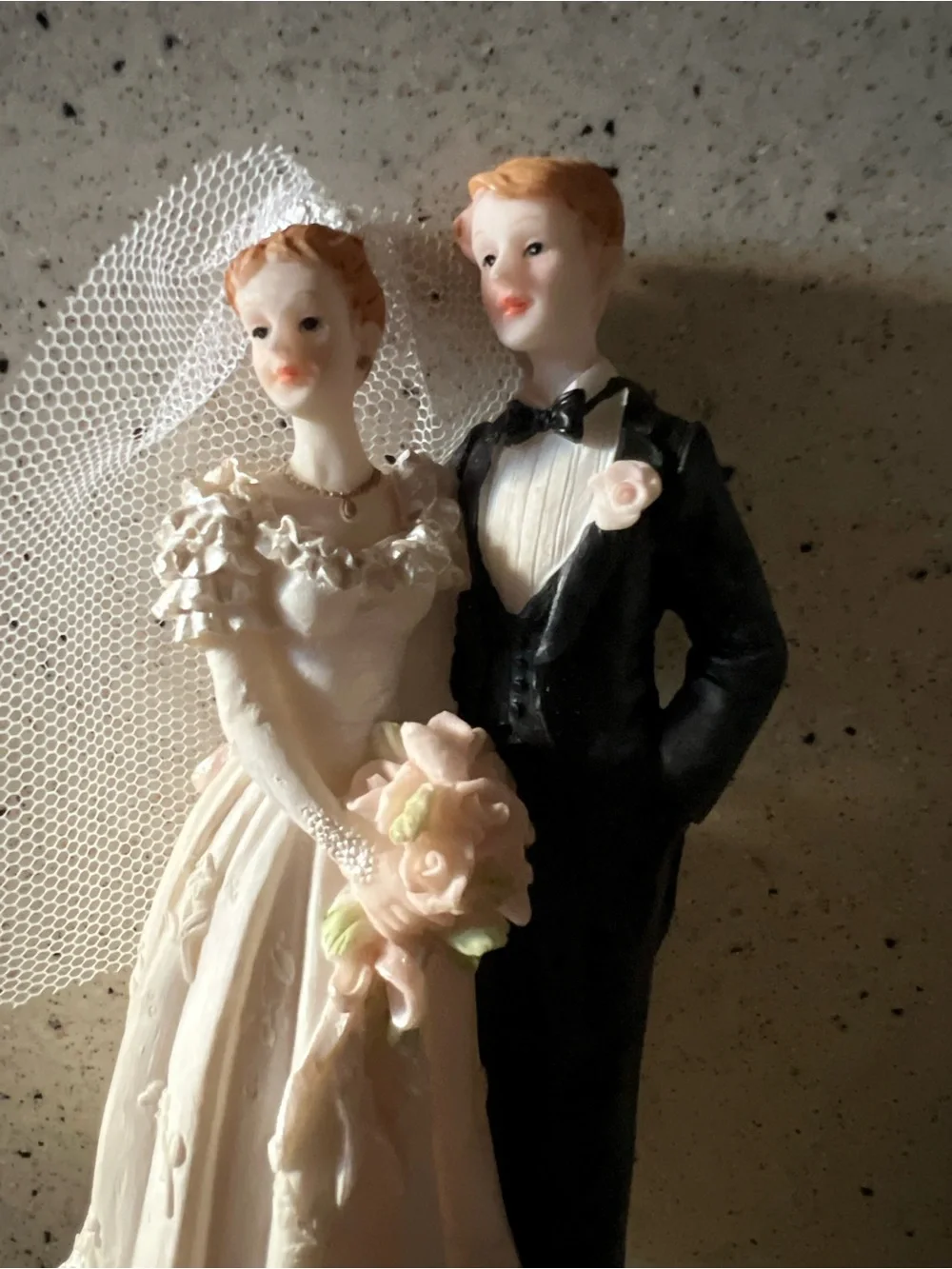 Classic Bride and Groom Wedding Cake Topper - White & Black